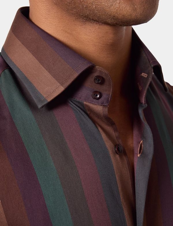 slim fit dress slacks Hisdern Men's Dark Brown Splicing Dress Shirt for Office Wear 2XL