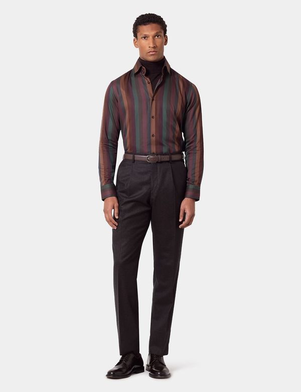 slim fit dress slacks Non-Iron Cotton Solid Dress Shirt with Contrast Trim main image 1