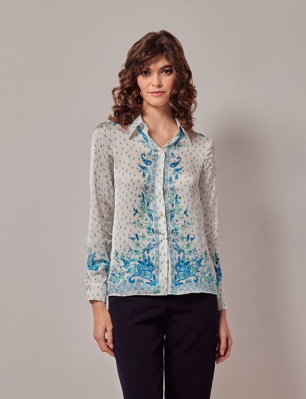 Silky jacquard blouse 即納 | Bluelea
