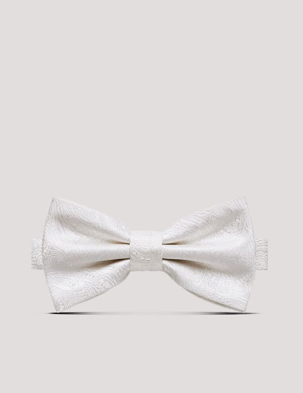 White Paisley Silk Bow Tie White Paisley Silk Bow Tie