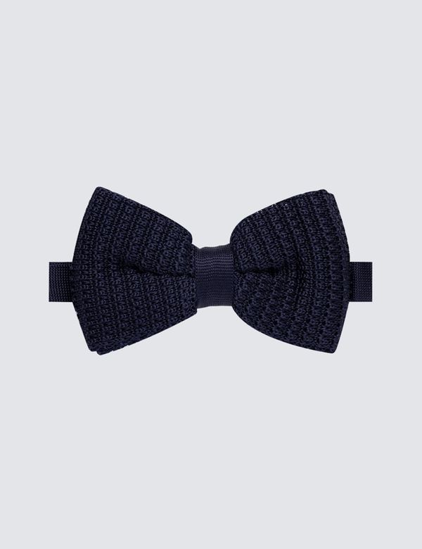 Navy Silk Knit Bow Tie