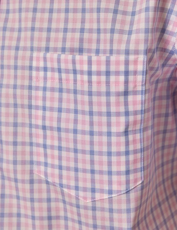 Men Blue & Pink Check Flap Pocket Oversize Shirt