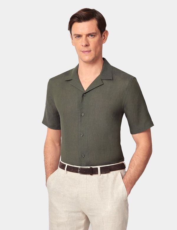 fitted lace wedding dress Men's Modern Fit Solid Green Dress Shirt – Platini Fashion main image 1