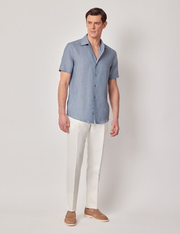 Men's Coastal Plaid Long Sleeve Shirt-Heron Blue main image 0