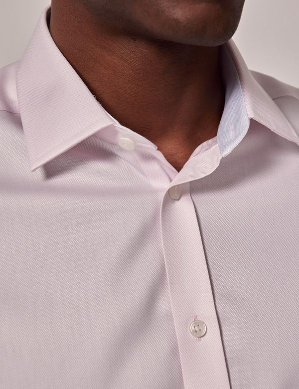 Hawes & Curtis Slim Fit Pink Pique Non-Iron Shirt | Short Sleeve | Plain | Men's Hawes & Curtis Slim Fit Pink Pique Non-Iron Shirt | Short Sleeve | Plain | Men's
