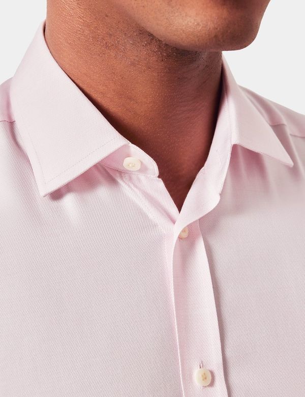 Hawes & Curtis Slim Fit Pink Shirt | Short Sleeve | Cotton Stretch | Plain | Men's