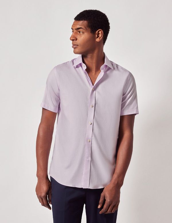 Men's Lilac Cotton Tencel™ Blend Slim Fit Shirt - Short Sleeve | Hawes \u0026  Curtis