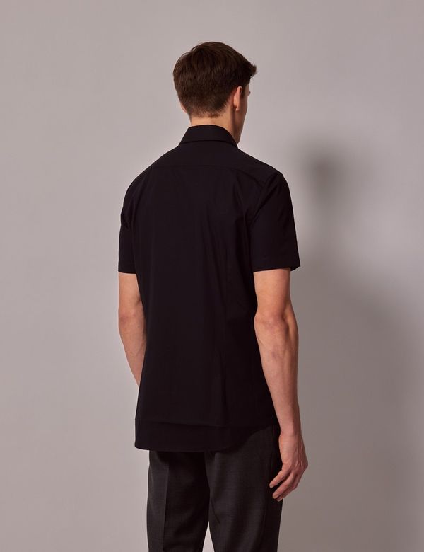 【CPGN STUDIO】Heavy Overfit Charlie 1918 Film Short Sleeve Men's Black Fitted Slim Stretch Shirt - Short Sleeve | Hawes