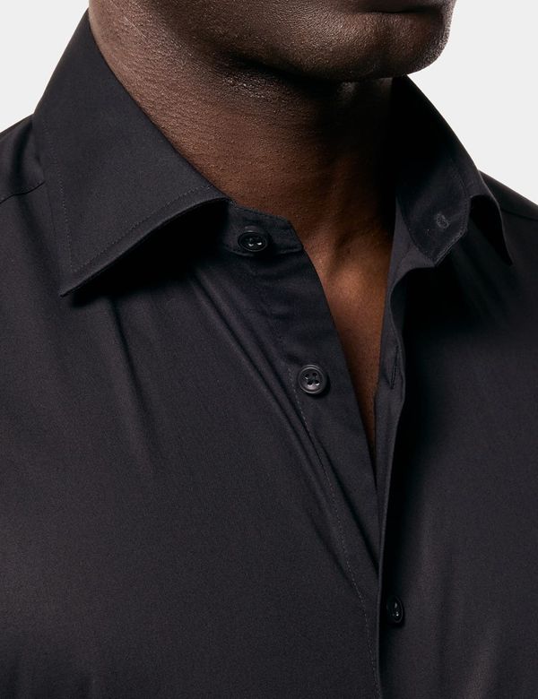 black dress shirt men Men's Black Long Sleeve Dress Shirt, Stain Repellent, Wrinkle Resistant