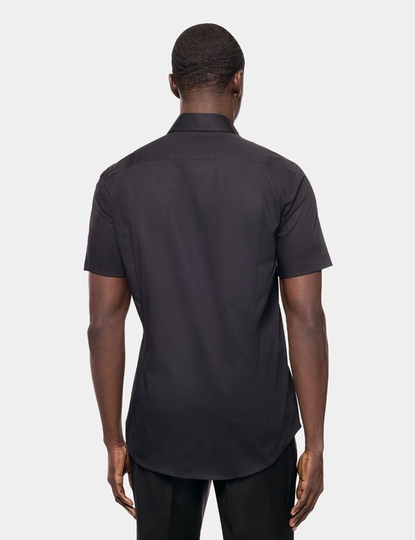 black short sleeve dress shirt slim fit Mantova Black Slim Fit Short Sleeve Shirt