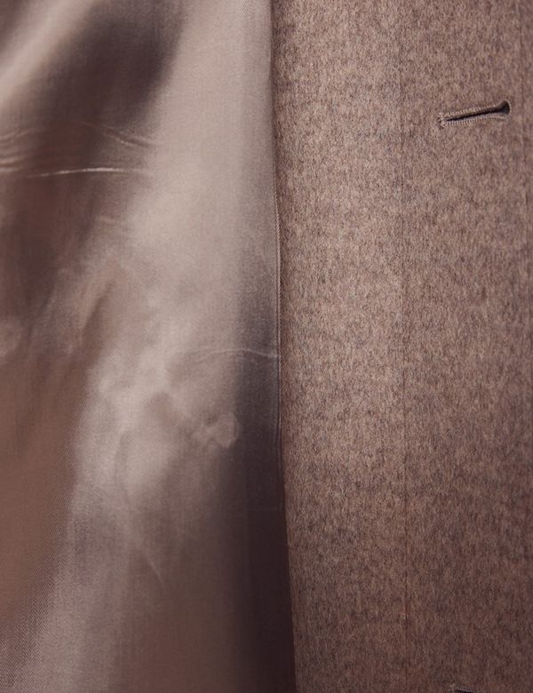 Men's Stone Wool Coat with Concealed Placket | Hawes & Curtis Men's Stone Wool Coat with Concealed Placket | Hawes & Curtis