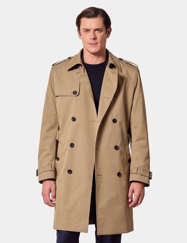 Men's Khaki Beige Trench Coat Hawes Curtis