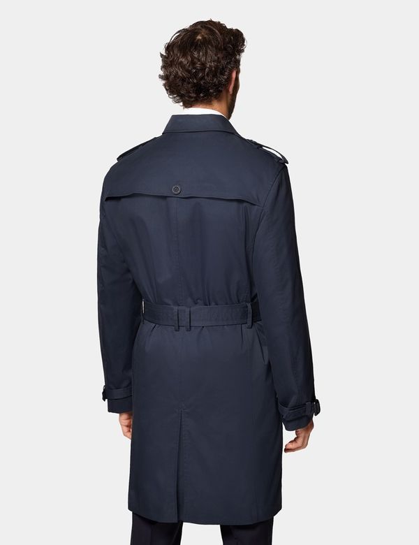 Men's Navy Trench Coat | Hawes & Curtis