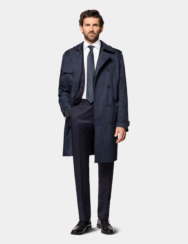 Men's Navy Trench Coat | Hawes & Curtis Men's Navy Trench Coat | Hawes & Curtis