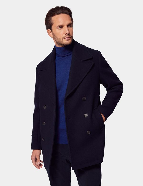 Men's Navy Wool Peacoat | Hawes and Curtis