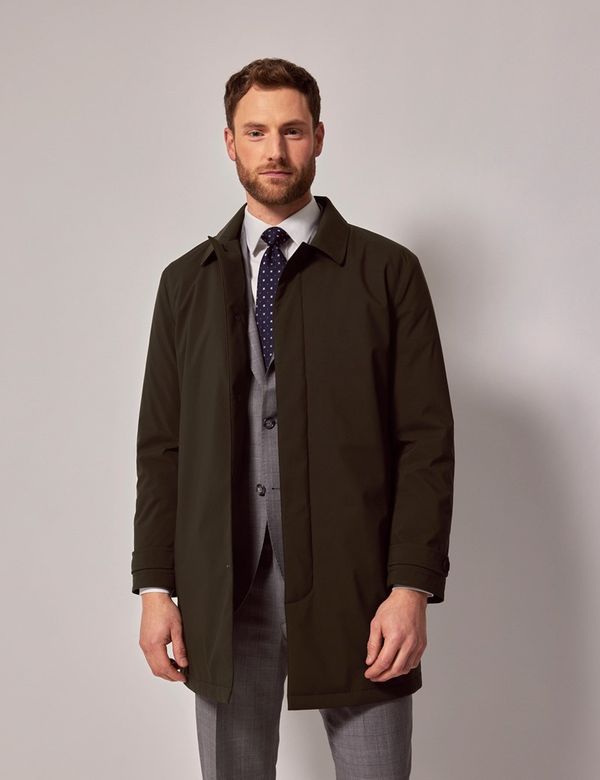 Men's Olive Green Padded Mac | Hawes & Curtis