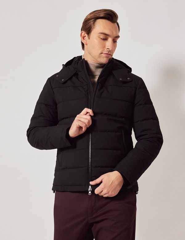 18676 Hooded Padded Coat - Black