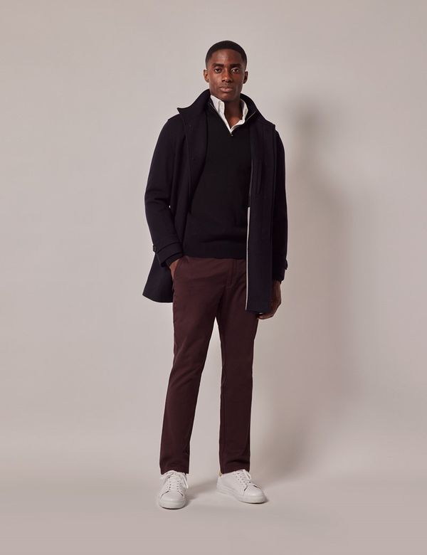 Threadbare Luxe Men's Navy Funnel Neck Mock Layer Coat
