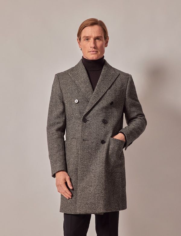 Tailored Herringbone Overcoat Men KOY Wool Herringbone Tailored