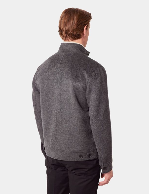 Men's Grey Wool Harrington Jacket| Hawes and Curtis