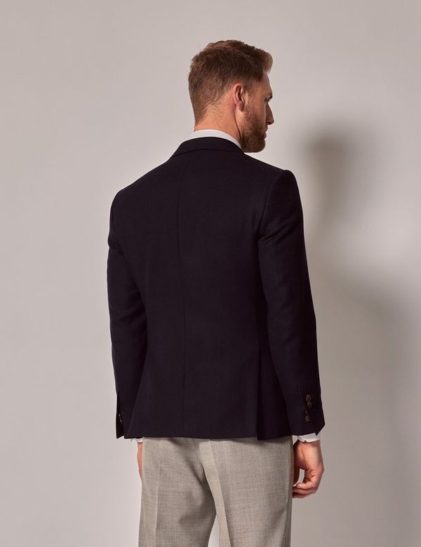 Men's Navy Hopsack Wool Blazer - 1913 Collection | Hawes