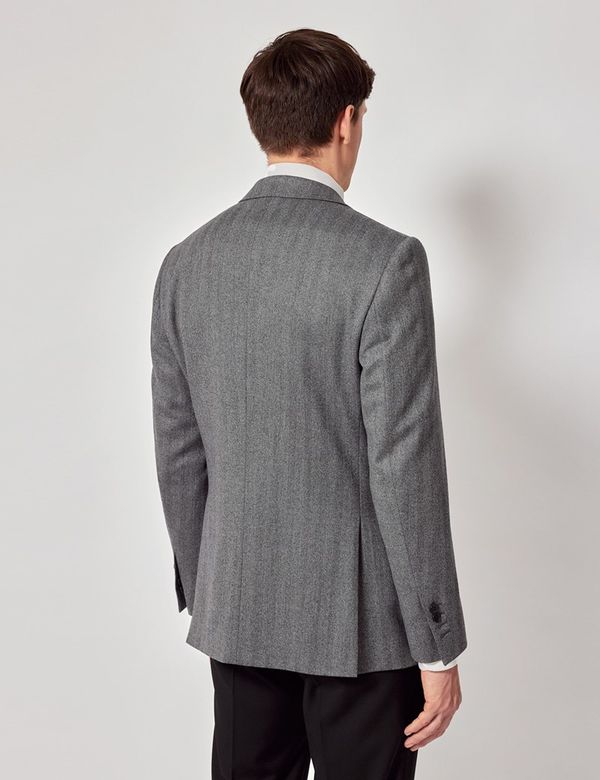 Men's Grey Herringbone Wool Blazer | Hawes & Curtis