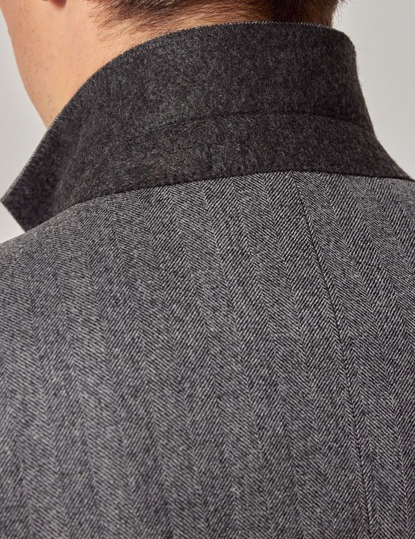 Men's Grey Herringbone Wool Blazer | Hawes & Curtis