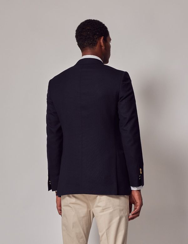 Men's Navy Wool Double-Breasted Blazer | Hawes & Curtis