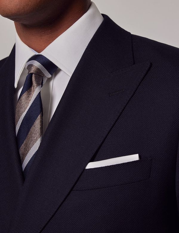 Men's Navy Wool Double-Breasted Blazer | Hawes & Curtis