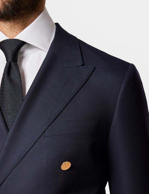 Men's Navy Wool Double-Breasted Blazer | Hawes & Curtis