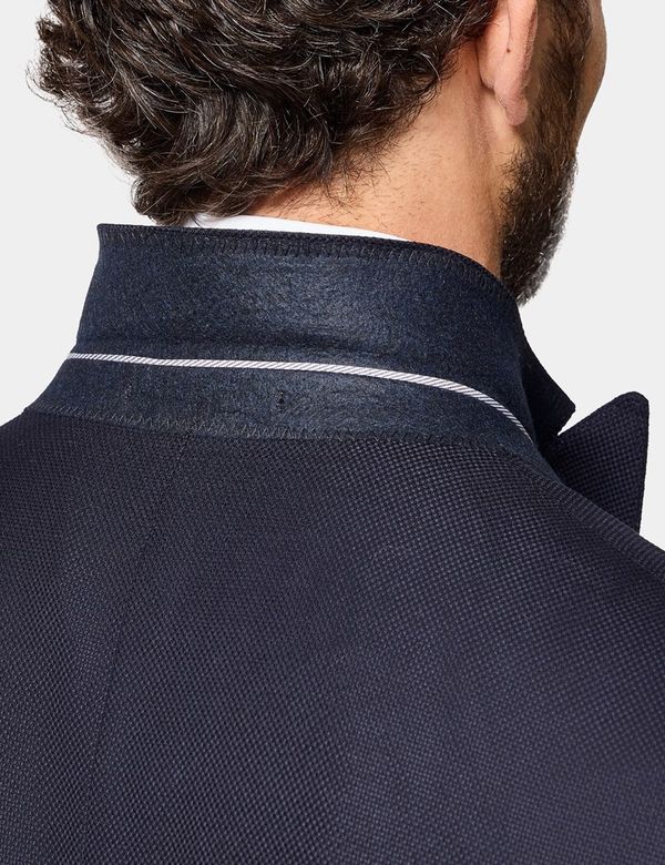 Men's Navy Wool Double-Breasted Blazer | Hawes & Curtis