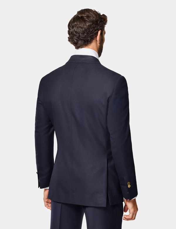 Men's Navy Wool Double-Breasted Blazer | Hawes & Curtis