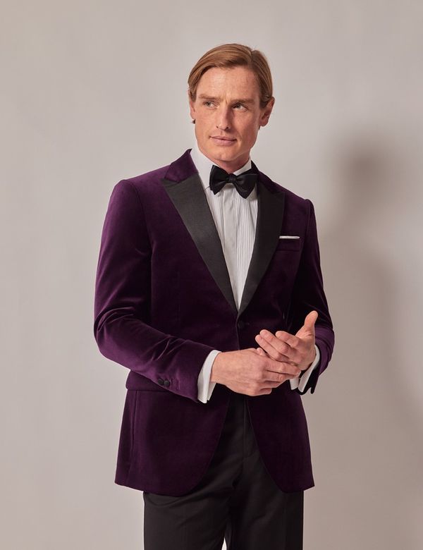 Men’s Dark Purple Velvet Slim Fit Jacket | Hawes & Curtis