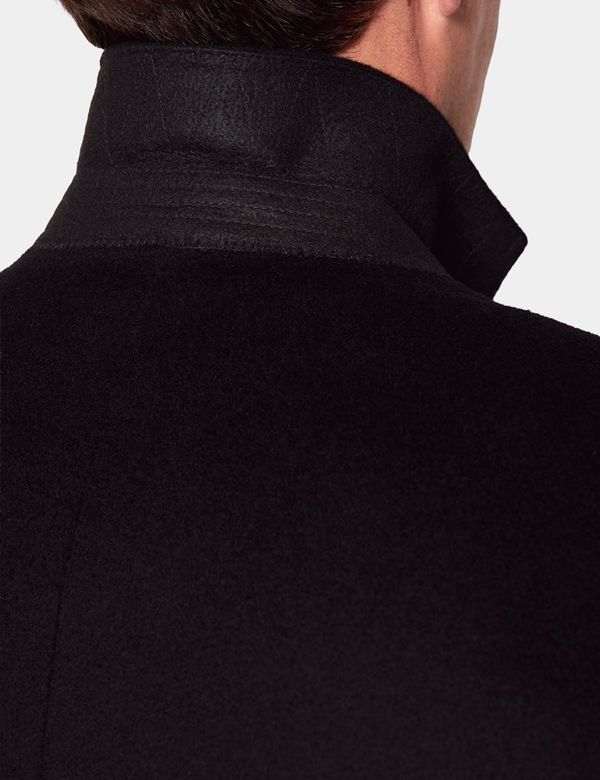 Men's Black Wool Overcoat with Back Vent | Hawes & Curtis