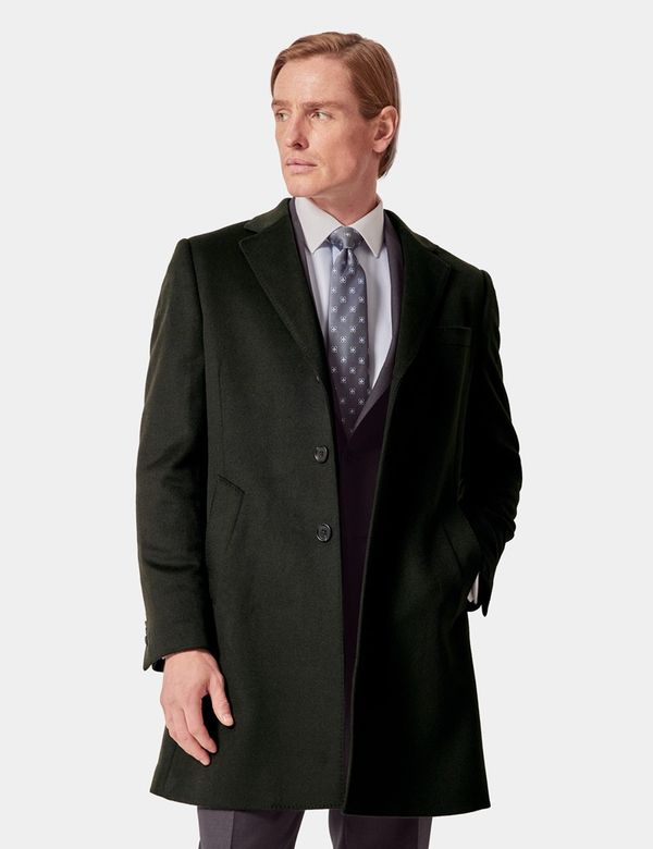 Men's Green Wool Overcoat Hawes Curtis