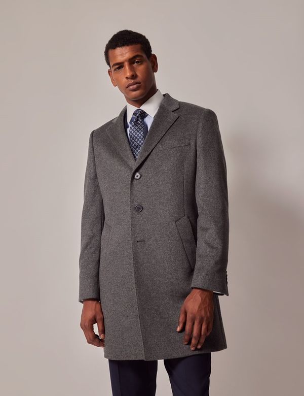 Men's Grey Wool Overcoat | Hawes & Curtis Men's Grey Wool Overcoat | Hawes & Curtis