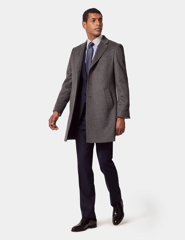 Mens Grey Wool Overcoat | Hawes & Curtis