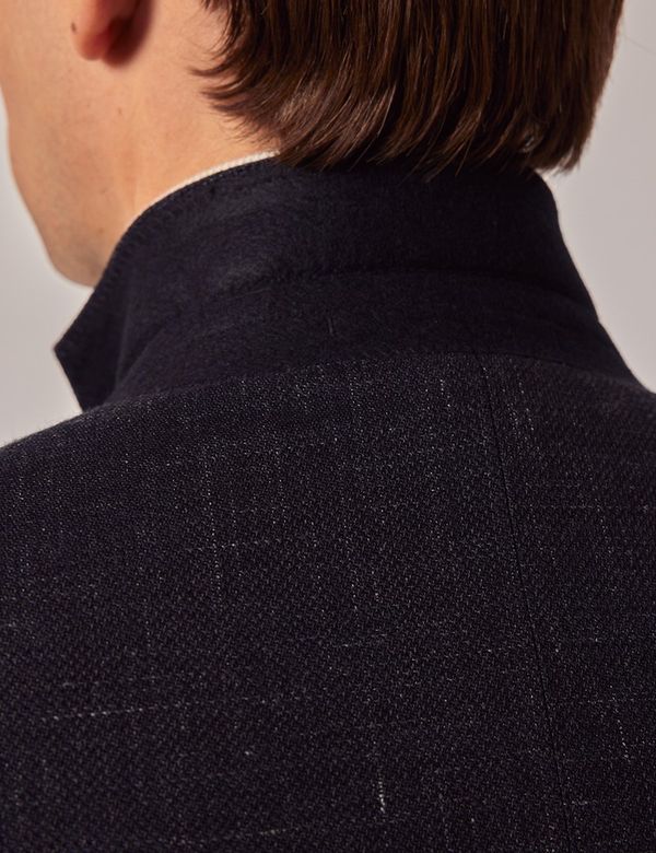 Men's Navy Twist Twill Wool Blend Blazer | Hawes & Curtis