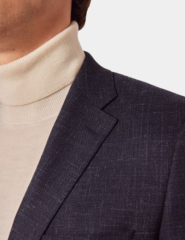 Men's Navy Twist Twill Wool Blend Blazer | Hawes & Curtis