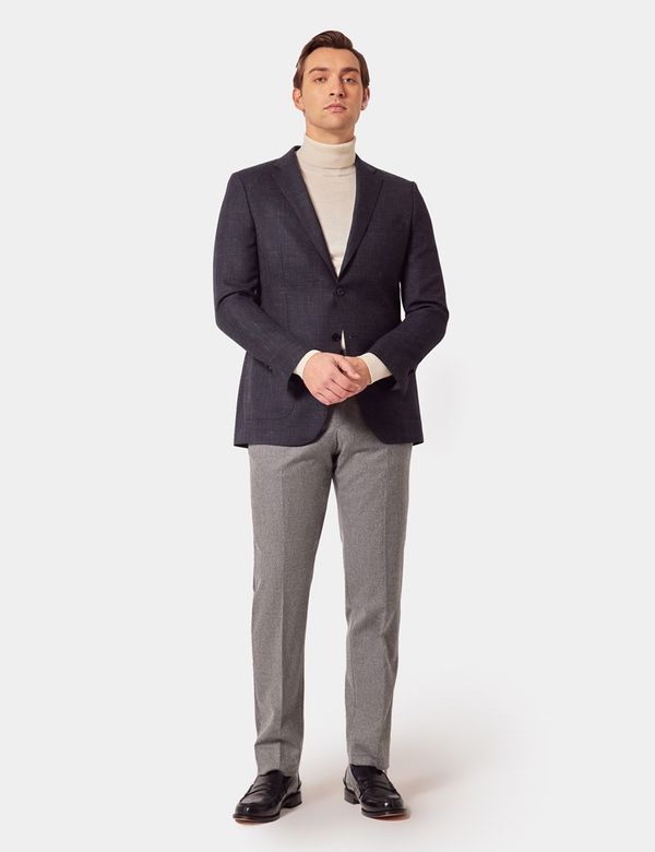 Men's Navy Twist Twill Wool Blend Blazer | Hawes & Curtis