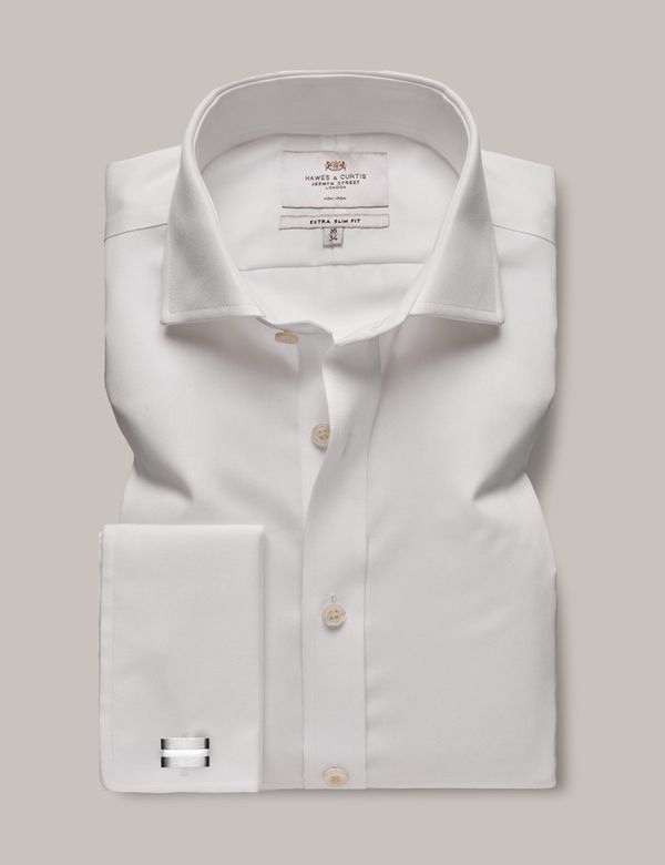 white dress shirt french cuff slim fit Non-Iron Cotton Twill Spread Collar French Cuff Dress Shirt