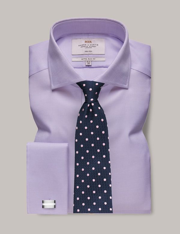Men's Non-Iron Lilac & White Textured Weave Extra Slim Shirt