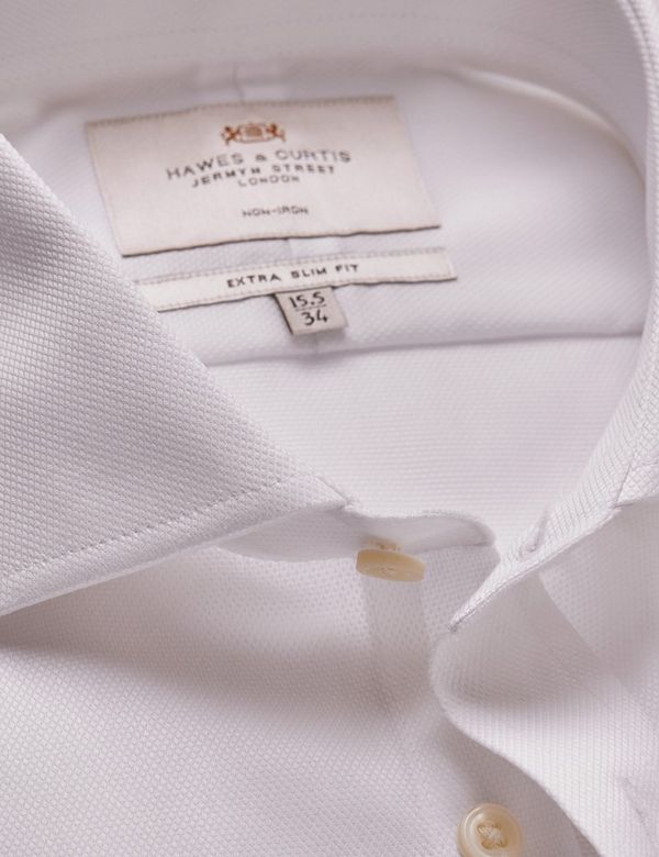Extra Slim Fit White Pique Non-Iron Shirt