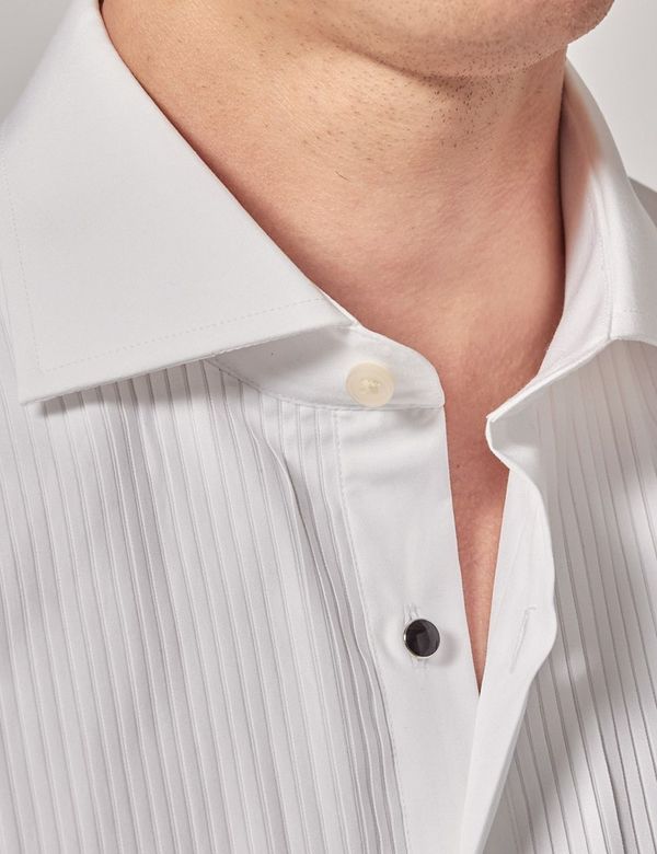 pleated men dress shirt with collar Wing Tip Tuxedo Shirt- Black 40% Polyester Wing Iytr Men's Long Sleeve Tuxedo