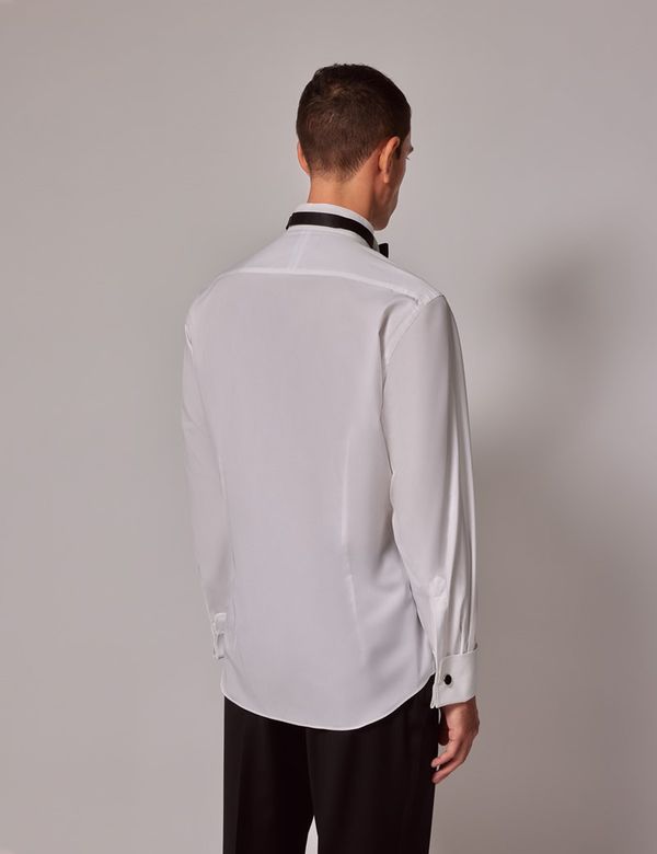 Slim Fit White Pleat Front Evening Shirt Wing Collar