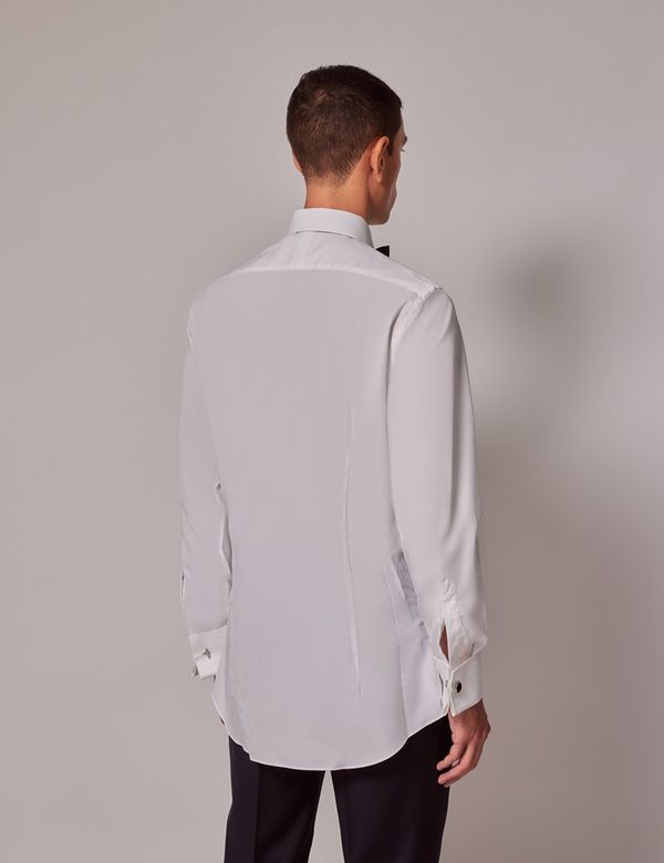 Men's White Waffle Design Extra Slim Fit Evening Shirt