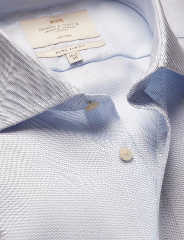 Extra Slim Fit Blue & White Pick and Pick Non-Iron Shirt