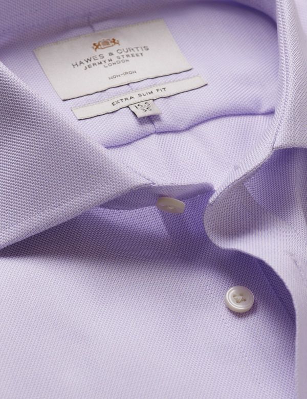 Extra Slim Fit Lilac & White Textured Weave Non-Iron Shirt