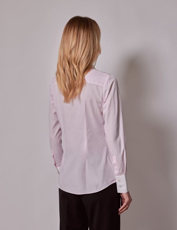 Women's Executive Pink End On End Fitted Shirt With White Collar Women's Executive Pink End On End Fitted Shirt With White Collar