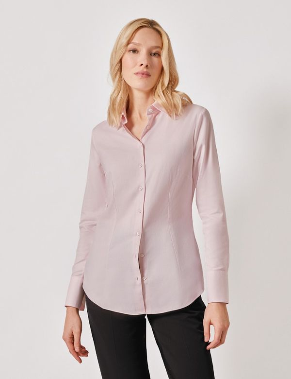 Women's Light Pink Twill Fitted Executive Shirt - Single Cuffs